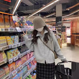 Early Spring Wear New Purple Lapel Zipper Sweater Jacket Women's Knitted Cardigan With Bottomed Jacket-Outfit