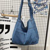 New Vintage Denim Shoulder Bags Women Simple Jeans Blue Handbag Large Capacity Fashion Women's Tote Messenger Shopping