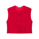 Fongt 2024 New Women's Fashion Joker Casual Breasoned Vest Top 8259187-Outfit