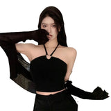 Fongt Temperament Sexy Female Knitting Irregular Slimming Sling Vest Hanging Neck Cross Pure