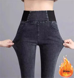 Thicken Skinny Denim Pencil Pants Women Casual Plush Velvet Lined Warm Jeans New High Waist Korean Warm Stretch