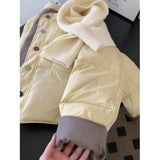 Fongt Loose Milk Blue Hatless Round-Neck Cotton Coat Women Winter Small Thick Short Cotton Cotton Jacket Tide