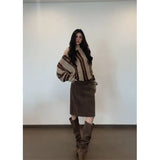 Fongt Niche Curry Syringe Knitted Shirt Women's Casual Straight Straight Slim Skirt Suit