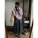 Fongt Wind Purple Knitted Sweater Autumn And Winter 2025 New Design Sense Of Small Korean Temperament Skirt