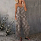 Fongt 2025 Summer Large-Size Women's Clothing Casual Sleeveless Loose Broad-Legged Jumpsuit