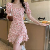 Fongt Floral Dress Gentle Wind In Women's Summer Chic Design Art Dress Korean Style Milky Dress