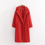 Notched Collar Hairy Shaggy Faux Fur Long Teddy Coat Ivory Woman Shearling Fluffy X-Long Jackets Keep Warm