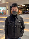 Fongt And Leisure Autumn Trend Full Of Stars Hot Diamond High Sense Loose Denim Coat Collar Men 2025 New