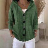 Fongt Sheintemu Spring/Autumn Hooded Long-Sleeved Button Sweater Cardigan