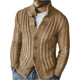 Fongt Men's Casual Single-Row Buckle Knitted Sweater Clip Long-Sleeved Sweater Jacket Men's