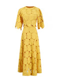 Fongt And Leisure Set Women's New Summer 2025 Vacation Wind Collar Embroidered Flower Slence Design Dress