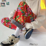 Northeast Big Flower Leisure And Velvet Foot Casual Pants Large Size Chinese Wind Peony National Characteristics And Velvet Big Flower Pants-Outfit