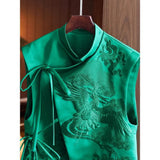 Vest Jacket Women's Spring And Summer New Style Guochao Retro Heavy Industry White Stork Embroidery With Chinese Style Horse Clip Jacket-Outfit