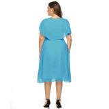 Popular Style Chiffon Large-Size Dress Medium-Length A-Shaped Dress Looks Thin-Outfit