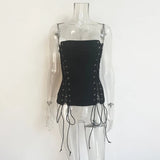 Tops For Women 2021 Summer Sleeveless Off Shoulder Solid Drawstring Sexy Top Elegant Bodycon