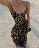 Spring/Summer Women's New Fashion Sexy Leopard Printed Suspension Dresses