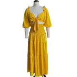 Fongt Summer Wrapped Bra Strap Wide Leg Pants Large Size Two-Set Casual Suit
