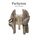 Fongt Version Of The Gentle Wind Set Of Shirts And Bows Knitted Shirt Straight Slacks Three Sets Of Women