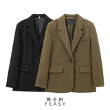 Fongt Women's ZA Street Fashion Blouse Casual Suit Jacket