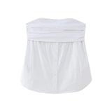 New Pleated Buckle Decorative Elastic Poplin Bra Top 4661008-Outfit