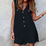 V Neck Sleeveless Rompers 2022 ZANZEA Summer Women Short Playsuits Casual Solid Loose Jumpsuits Beach Overalls
