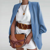 Autumn Women Solid Lapel Blazer Jacket Casual Long Sleeve Office Lady Work Suit Coat Elegant Femme Outerwear Cardigan