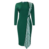 Fongt African Plus-Size Women's Dress 2025 New Temperamental Fashion Kitted Thin Round-Neck Pencil Skirt