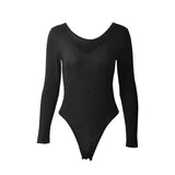 Fongt Spring V-Neck Long Sleeve Pit Strip Slim Bottom Conjoined Dress Autumn And Winter New