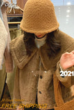 Women Winter Soft Furry Jackets and Coats Chic Solid Plush Fur Jacket Female Thicken Warm Pockets Outerwear Faux Fur Coat