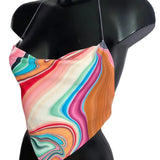 Print Corset Top 2021 Summer Clothes For Women Backless Halter Tank Sexy Crop Tops Y2K 90s E-Girl Fairy Grunge Harajuku