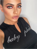 Top Women Letter Print Crop Top Black Tank Top Basic Sleeveless Brown Tops Sexy Vest Streetwear Y2K Clothes