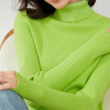 Turtleneck Slim Sweater Women Pullovers 2021 Autumn Thick Long Sleeve Basic All-match Tops Ladies Fashion Office