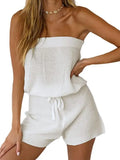 Fongt New Beach Hoodie Solid Color Sexy Breast Drawstring Jumpsuit Sunscreen Women