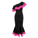 Fongt Single Shoulder-To-Shoulder-To-Back-Loan-Side High-Waisted-Blum-Bided Ass Party Fishtail Dress Dress Dress Dress