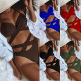 Fongt Outer Single Bikini Solid Color Sexy Female Split Swimsuit High Waist Strap Swimsuit B546K-Outfit
