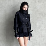 Fongt Dark Wind Simple Tie Belt Belt To Collect The Belt Casual Trench Coat Hottie High-End Feel Jacket Jacket