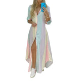 Fongt Women's Clothing 2025 Autumn New Dress Single-D Row Irregular Shirt Dress 661