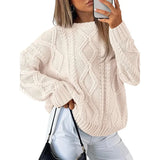 Fongt Women's Dress 2025 Knitted Women's Oversized Thick Knit Round Sweater Casual