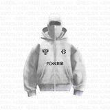 Fongt New Hot Double-Headed Zipper POK GHB Print Niche Design New Ninja Coat