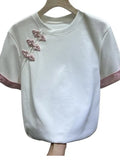 Fongt Chinese Style Embroidered Buckle Short-Sleeved T-Shirt Women 2025 Summer New Simple Jafuse Thin Top