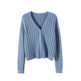 Fongt Autumn And Winter Short External Loose Net Red Long-Sleeved V Sweater Knitted Shirt Solid-Colored Cardigan Coat Top