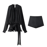 Fongt Temperament Lantern Dress Women's Spring New Short Skirt To Collect Irregular Lotus Leaf Edge Tie
