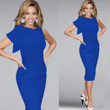 Style Lotus Leaf Cuff Pleated Slim Pencil Tight Dress Evening Dress Large Size S-5XL-Outfit