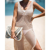 Fongt And Summer New Beach Hoodie Solid Color Open Fork Sling Shirt Bikini Long Beach Dress Women's Dress