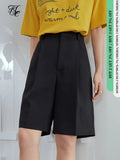 Office Lady Suit Black Shorts Women's Summer 2021 NEW High Waist Wide Leg Pants Straight Loose Casual