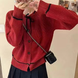 Spring Style Round Neck Soft Style Sweater Jacket Female Bow Tie Knitted Sweater Retro French Blouse-Outfit