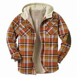 Fongt Men's Autumn And Winter Plaid Hooded Hooded Shirt Plus Plus Thick Jacket