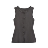 Fongt Homemade New Women's Classic Soft Buckle Vest Blouse 5039394