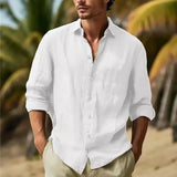 Fongt Men's Linen Shirt Button Shirt Summer Beach Shirt Pure
