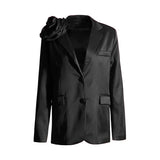 Fashion Temperament Elegant Wind Flower Splicing Design Blazer 2025 New Three-Dimensional Decorative Solid Color Suit